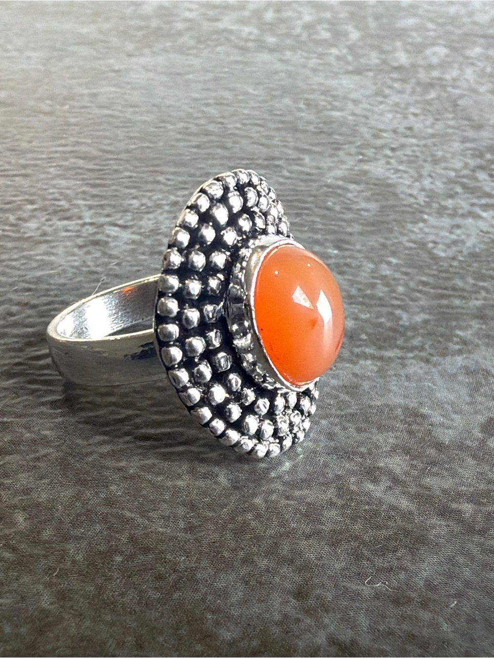 Silver 925 Ring Size 5 Boho Vintage Women Jewelry Carnelian Agate Gemstone - Picture 3 of 3